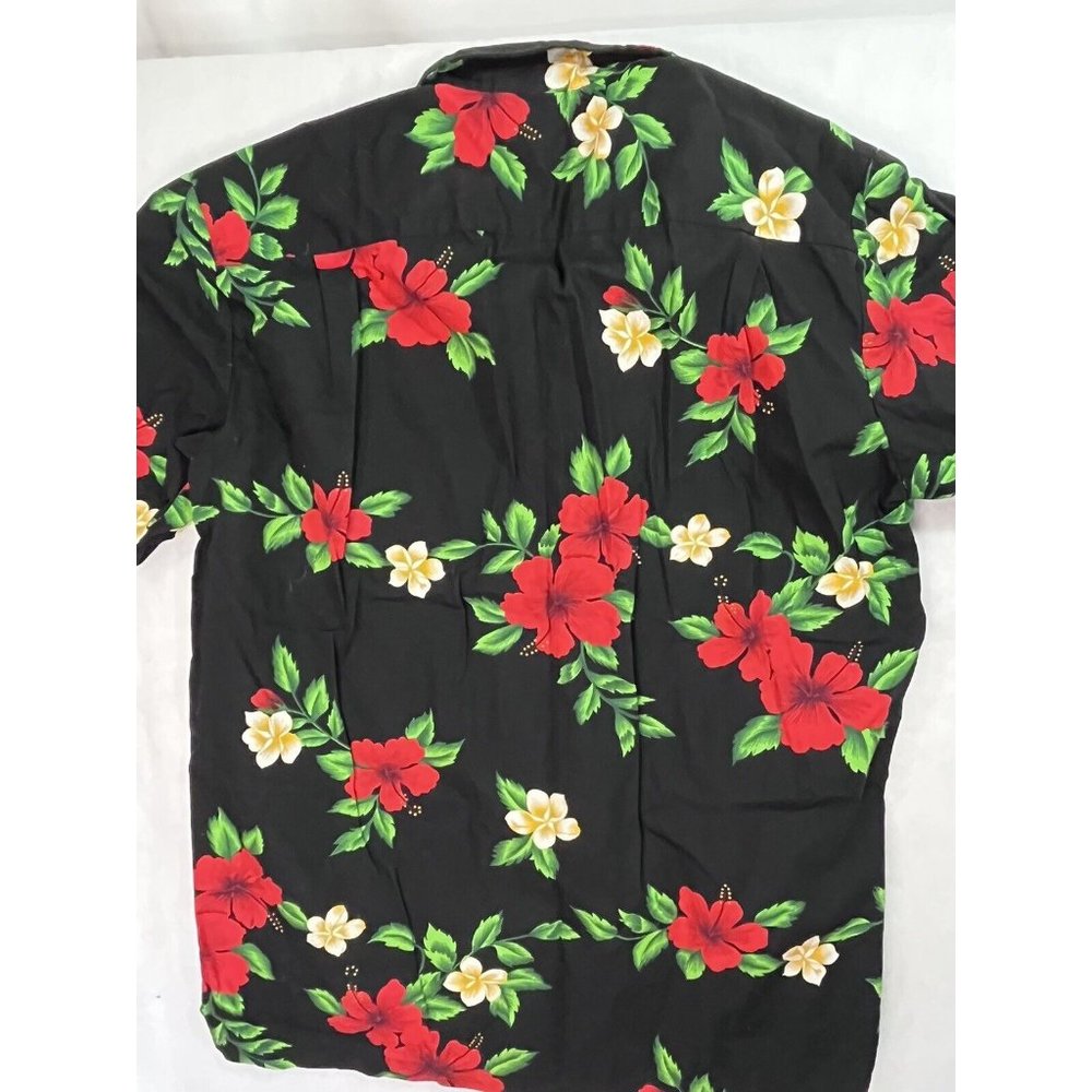 Royal Creations Hawaiian Shirt Mens Large Flowers Geometric Black Red